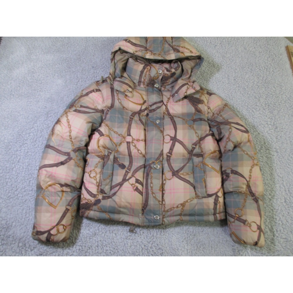 Lauren Ralph Lauren Down Puffer Jacket Womens XXS Parka Equestrian Bit Bridle